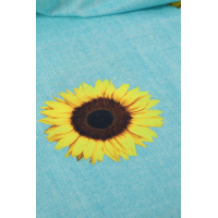 Short Sleeve V Neck Sunflower Print Mini Dress with Pocket