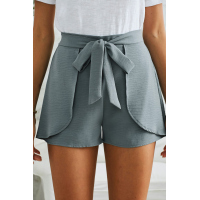 Green Plain Drawstring Waist Fashion Shorts