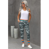 Rainbow Stripe Gray Camo Casual Pants