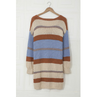 Multicolor Color Block Cable Knit Sweater Dress