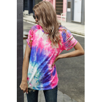 Blue Getting Ripped Raglan Sleeve Tie Dye T-shirt