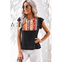 Colorful Striped Leopard Splicing T-Shirt 