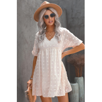 White Fever Pitch Pom Babydoll Tunic Dress