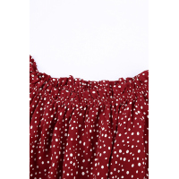 Red Polka Dot Off Shoulder Ruffle Long Sleeve Top