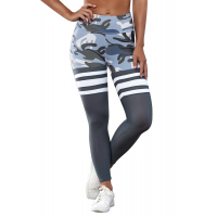 Gray Camo Print Striped Sport Pants