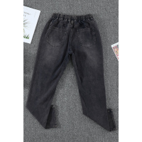 Dark Gray Pocketed Denim Joggers