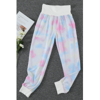 Multicolor Tie-dye Pocket Casual Pants With Slit