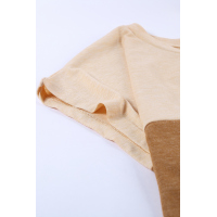 Brown Colorblock Pocketed Cap Sleeve Top