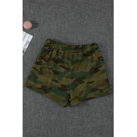 Green Camouflage Drawstring Casual Shorts