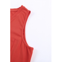 Orange Chest Pocket Tank Mini Dress