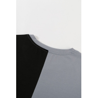 Brown Colorblock T-shirt with Slits