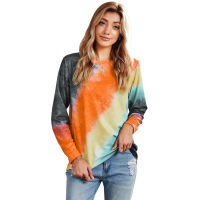 Ombre Orange Tie-dye Long Sleeve Top