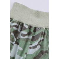 Light Green Camouflage Pocket Casual Pants With Slit