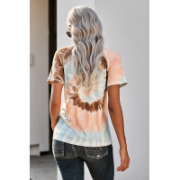 Brown Raglan Sleeves Tie Dyed Tee