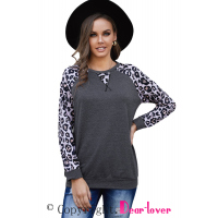 Gray Leopard Long Sleeve Top