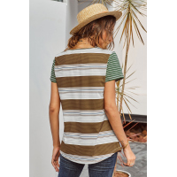 Green Striped Colorblock Tee