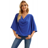 Blue Draped Blouse