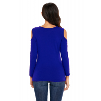 Royal Blue Asymmetric Draped Cold Shoulder Top