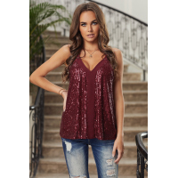 Red Sequin Racerback Tank