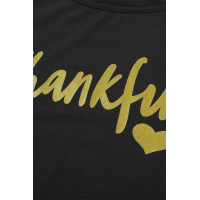 Gray THANKFUL Print Off Shoulder Long Sleeve Top without Strap