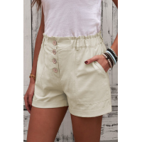 Khaki Cuffed High Waist Shorts