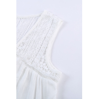 White Lace Tie Front Button Tank Top