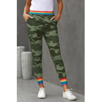 Rainbow Stripe Green Camo Casual Pants