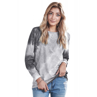 Ombre Gray Tie-dye Long Sleeve Top