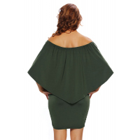 Multiple Dressing Layered Army Green Mini Poncho Dress