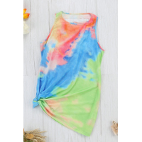 Tie Dye Hollow Out Sleeveless Mini Dress