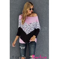 Pink Checkered V Dolman Top