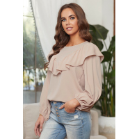 Apricot Ruffle Lantern Long Sleeve Top