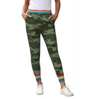 Rainbow Stripe Green Camo Casual Pants