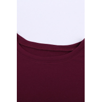 Wine Drop Shoulder Spliced Sleeve Top