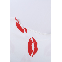 White Valentine’s Day Lip Prints Long Sleeve Top