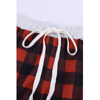 Red Plaid Drawstring Joggers