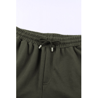 Green Tie Waist Side Pockets Cuffed Lounge Shorts