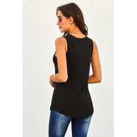 Black Just Say The Word 3 Button Tank Top