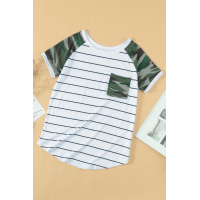 Green Striped Camo Pocketed Patch Tee