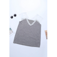 Gray Lace Knit Tank