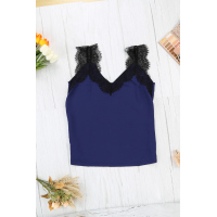 Blue One More Night Lace Cami Tank