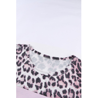 Pink Fierce Leopard Print Color Blocking Tee