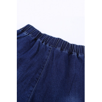 Blue Distress Drawstring Pocketed Joggers