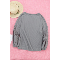 Gray Loose Casual Puffy Sleeve Top