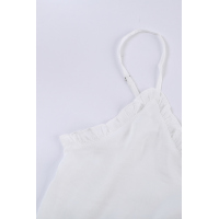 White V-Neck Ruffle Adjustable Spaghetti Strap Tank Top