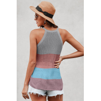 Multicolor Color Block Striped Knit Tank Top