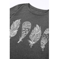 Geometric Feather O-neck T-shirt 