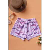 Pink Camo Print Cotton Casual Shorts