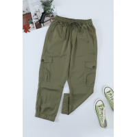 Olive Drawstring Cargo Pocketed Joggers