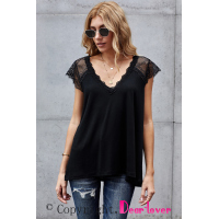 Black Lace Knit Tank